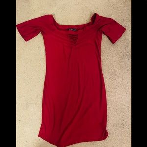 Derek🖤Heart Red Stretchy Bodycon Mini Dress - Size Large